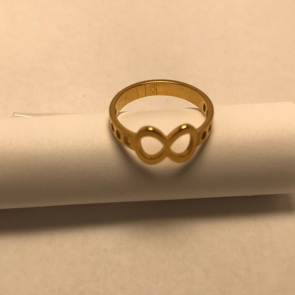 Stainless Steel Gold Infinity Ring Sz 5
